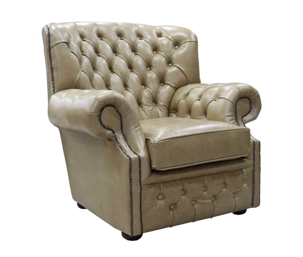 Product photograph of Chesterfield Handmade Armchair Old English Parchment Leather In Monks Style from Chesterfield Sofas.