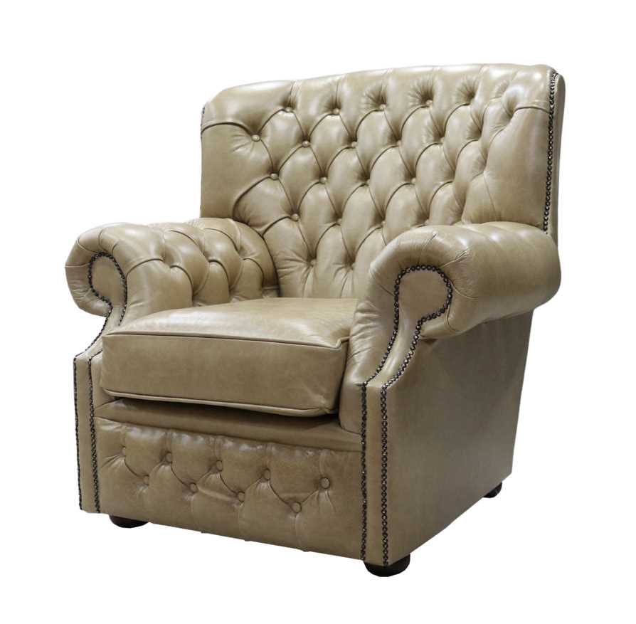 Product photograph of Chesterfield Handmade Armchair Old English Parchment Leather In Monks Style from Chesterfield Sofas.