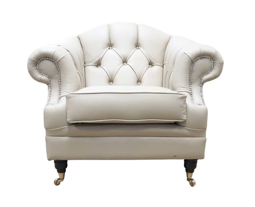 Product photograph of Chesterfield Handmade Armchair Shelly Pebble Real Leather In Victoria Style from Chesterfield Sofas