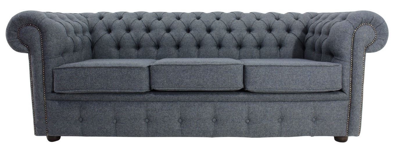 Product photograph of Chesterfield Handmade Arnold 3 Seater Sofa Bed Grey Wool In Classic Style from Chesterfield Sofas.