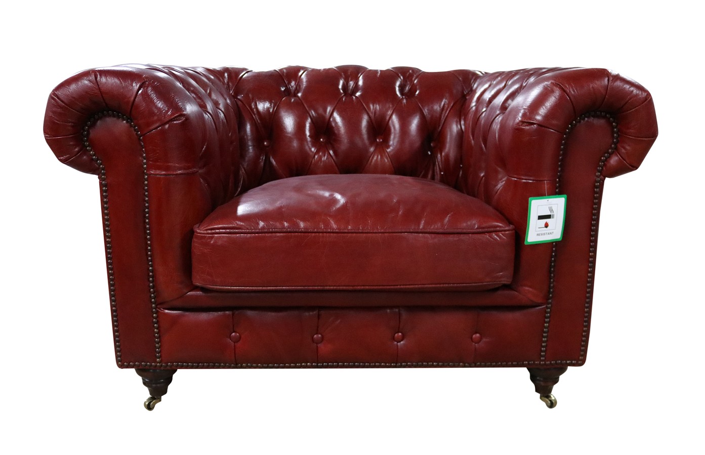 Product photograph of Chesterfield Handmade Buttoned Club Chair Vintage Rouge Red Distressed Real Leather from Chesterfield Sofas