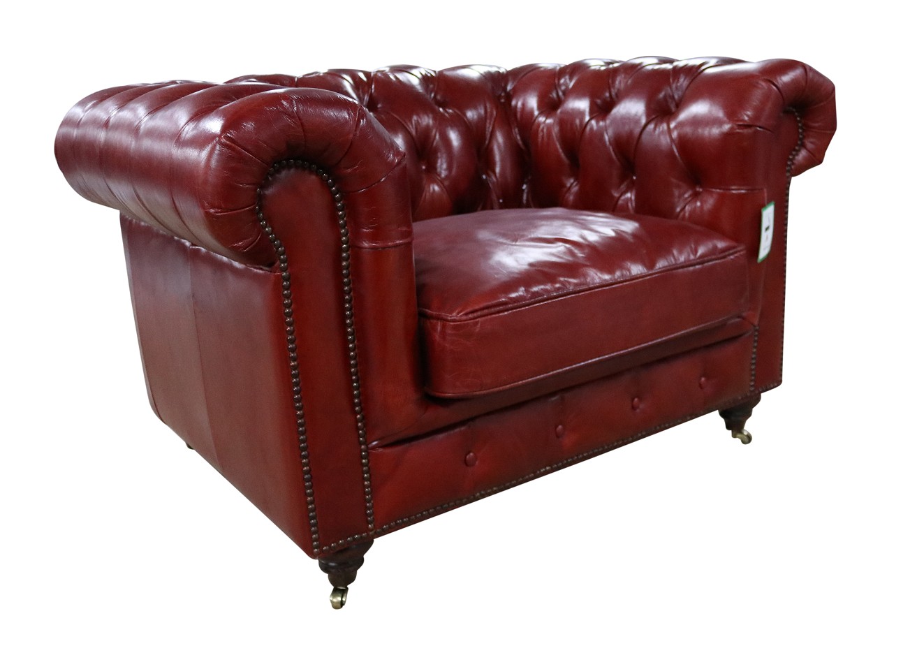 Product photograph of Chesterfield Handmade Buttoned Club Chair Vintage Rouge Red Distressed Real Leather from Chesterfield Sofas.