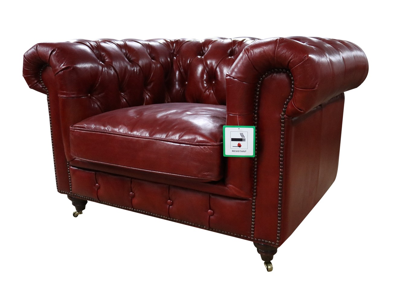Product photograph of Chesterfield Handmade Buttoned Club Chair Vintage Rouge Red Distressed Real Leather from Chesterfield Sofas.