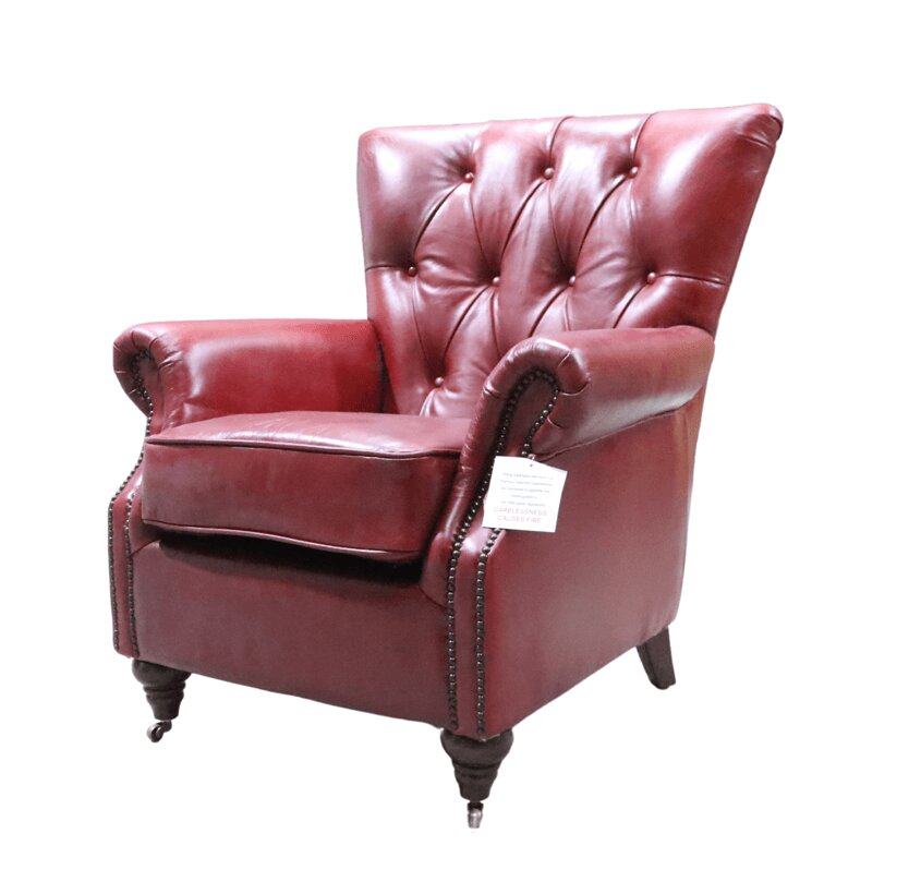 Product photograph of Chesterfield Handmade Chatsworth Armchair Vintage Rouge Red Distressed Real Leather from Chesterfield Sofas.