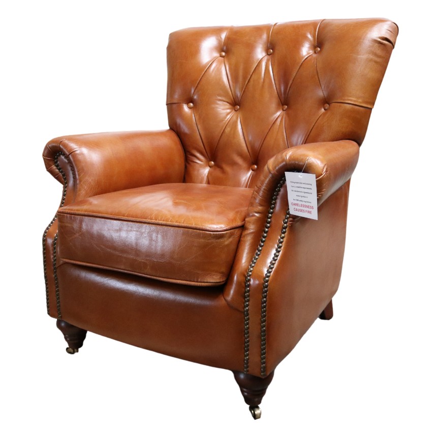 Product photograph of Chesterfield Handmade Chatsworth Armchair Vintage Tan Distressed Real Leather from Chesterfield Sofas