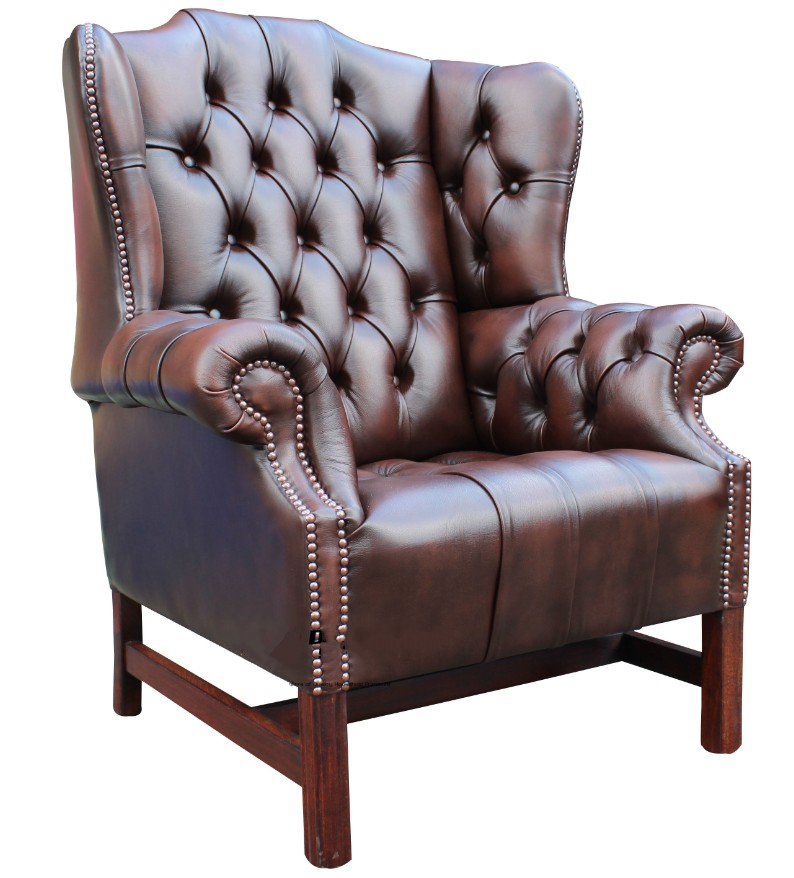 Product photograph of Chesterfield Handmade Churchill High Back Wing Chair Antique Brown Real Leather from Chesterfield Sofas.
