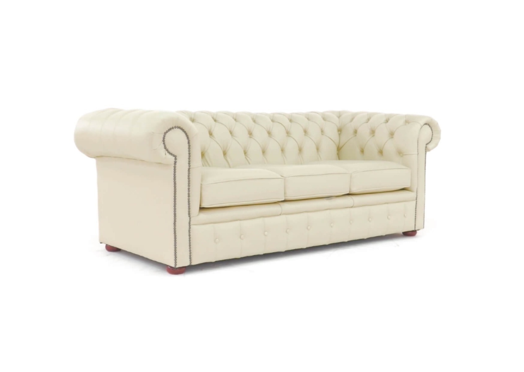 Product photograph of Chesterfield 3 Seater Shelly Cream Real Leather Sofa Bespoke In Classic Style from Chesterfield Sofas.