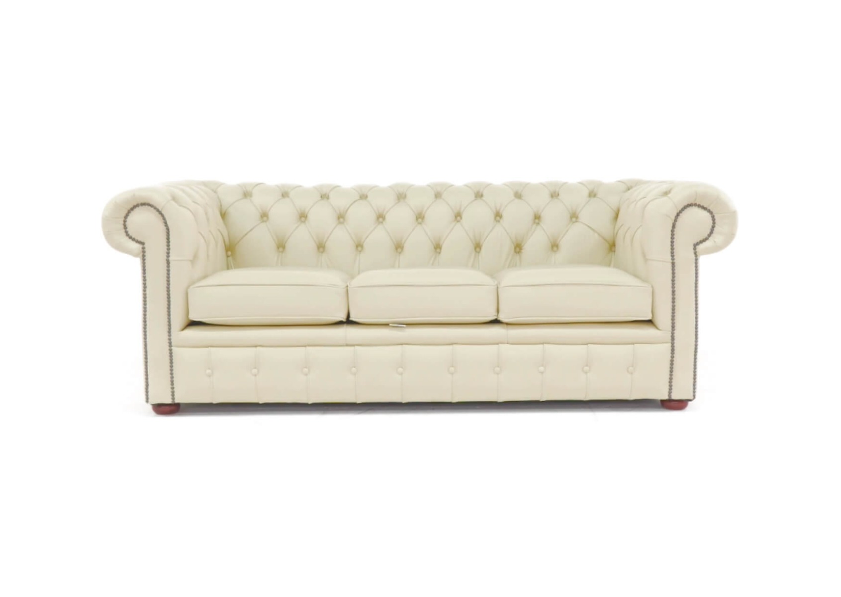 Product photograph of Chesterfield 3 Seater Shelly Cream Real Leather Sofa Bespoke In Classic Style from Chesterfield Sofas.