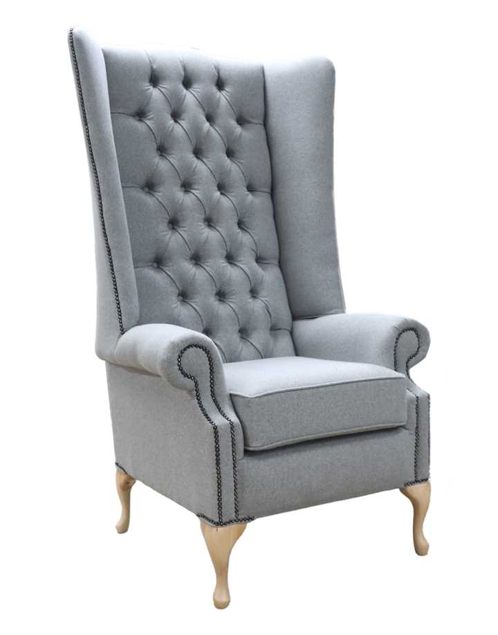 Product photograph of Chesterfield Handmade Soho 5ft High Back Wing Chair Conway Grey Fabric from Chesterfield Sofas.