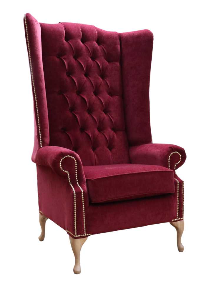 Product photograph of Chesterfield Handmade Soho 5ft High Back Wing Chair Pimlico Wine Fabric from Chesterfield Sofas