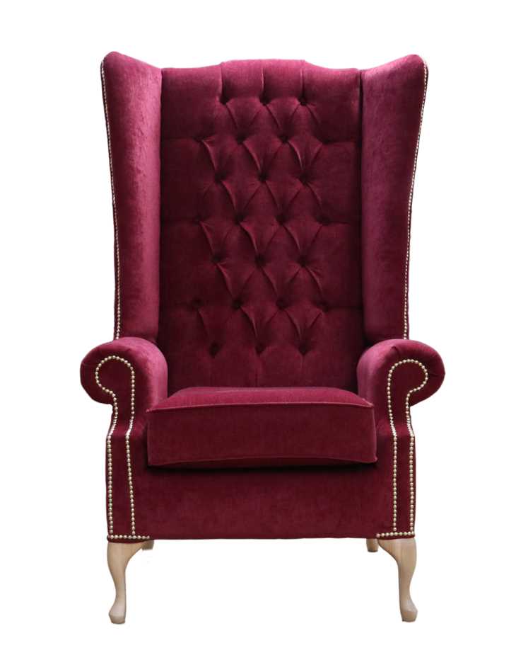 Product photograph of Chesterfield Handmade Soho 5ft High Back Wing Chair Pimlico Wine Fabric from Chesterfield Sofas.