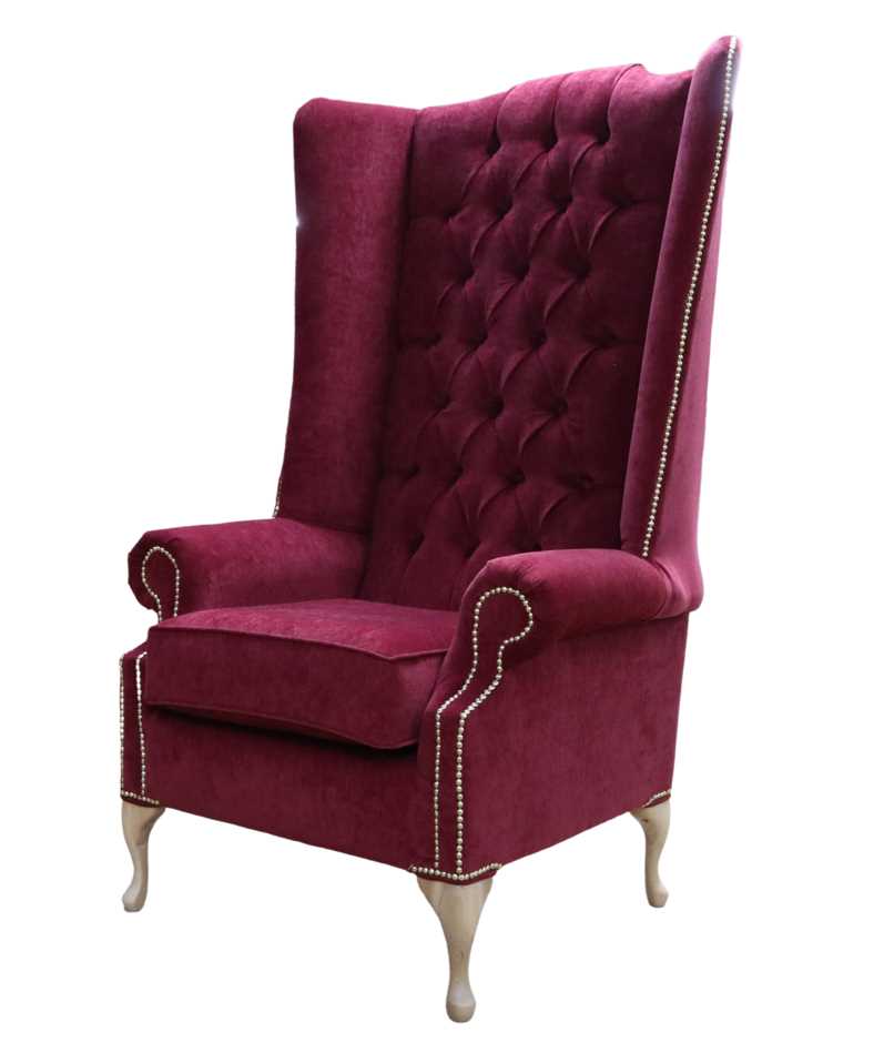 Product photograph of Chesterfield Handmade Soho 5ft High Back Wing Chair Pimlico Wine Fabric from Chesterfield Sofas.