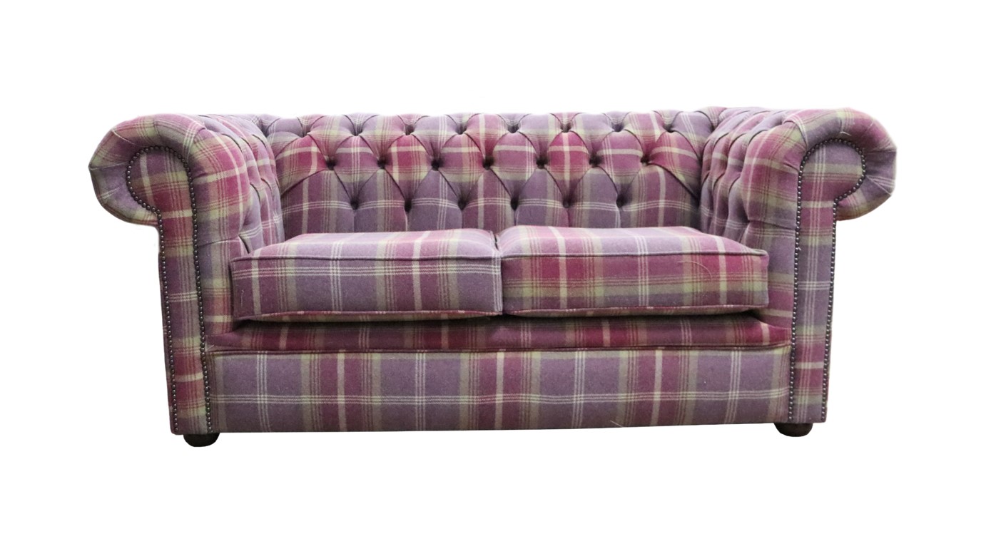 Product photograph of Chesterfield Handmade Tartan 2 Seater Sofa Balmoral Amethyst Purple Fabric In Classic Style from Chesterfield Sofas