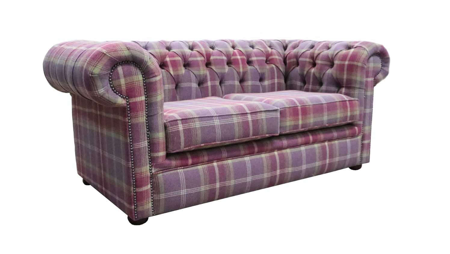 Product photograph of Chesterfield Handmade Tartan 2 Seater Sofa Balmoral Amethyst Purple Fabric In Classic Style from Chesterfield Sofas.