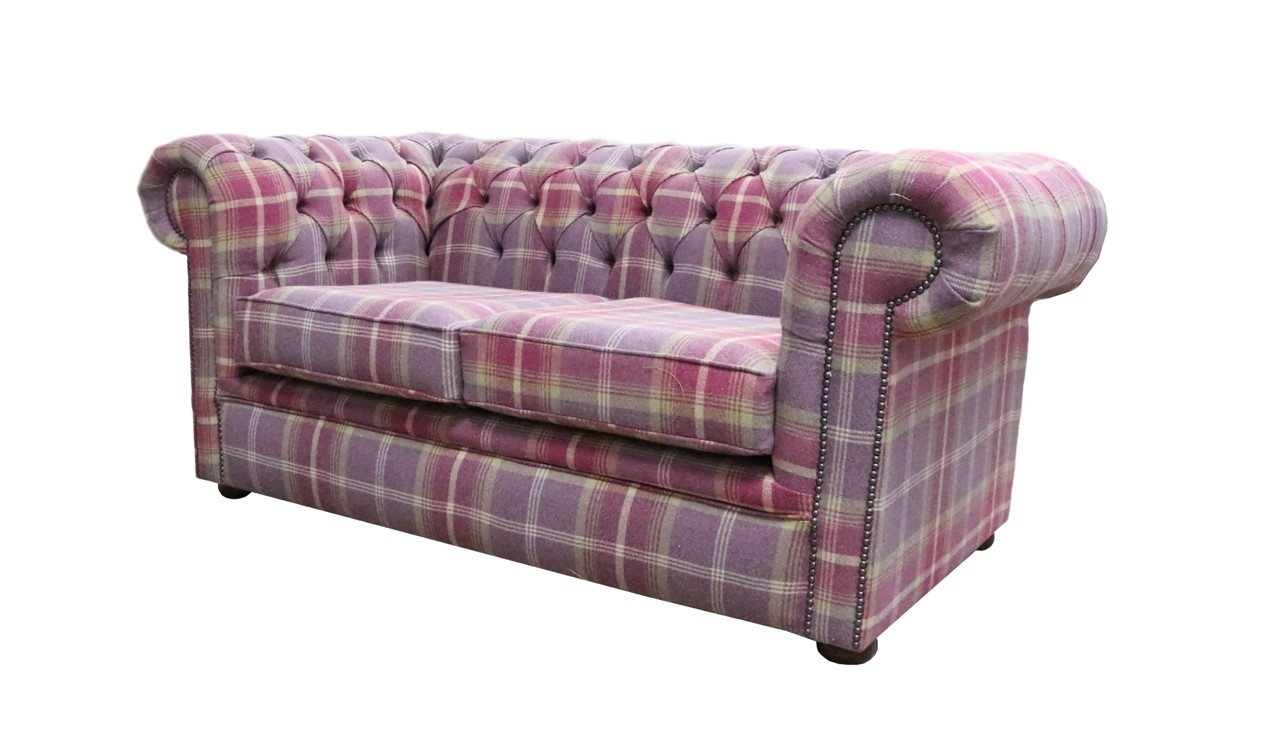 Product photograph of Chesterfield Handmade Tartan 2 Seater Sofa Balmoral Amethyst Purple Fabric In Classic Style from Chesterfield Sofas.
