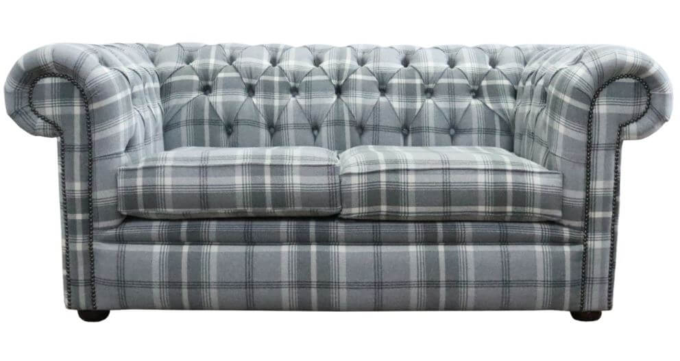 Product photograph of Chesterfield Handmade Tartan 2 Seater Sofa Balmoral Dove Grey Fabric In Classic Style from Chesterfield Sofas