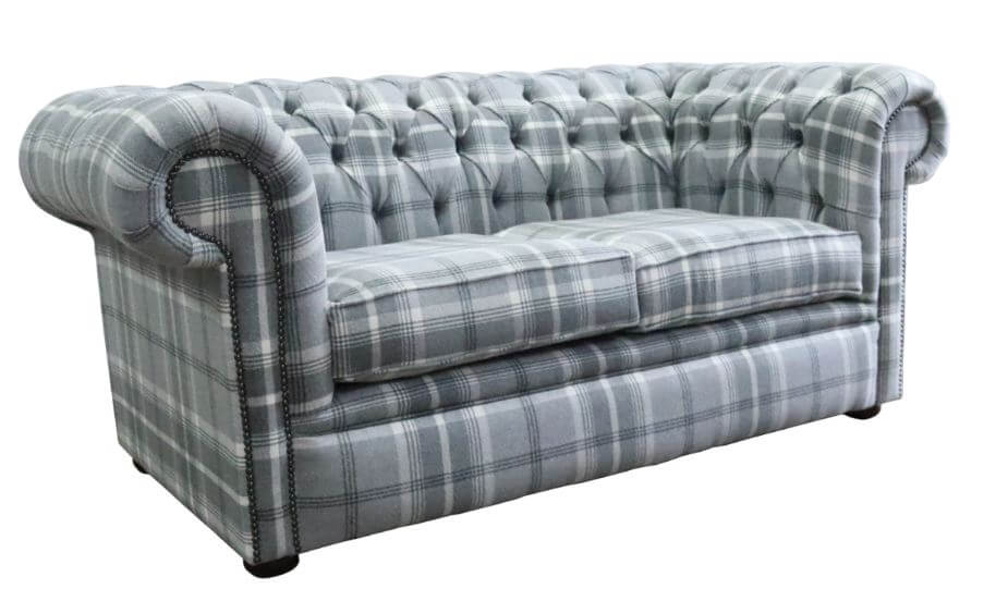 Product photograph of Chesterfield Handmade Tartan 2 Seater Sofa Balmoral Dove Grey Fabric In Classic Style from Chesterfield Sofas.