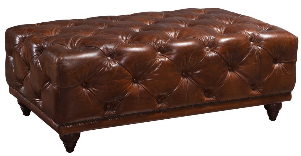 Product photograph of Chesterfield Handmade Vintage Buttoned Footstool Brown Real Leather from Chesterfield Sofas