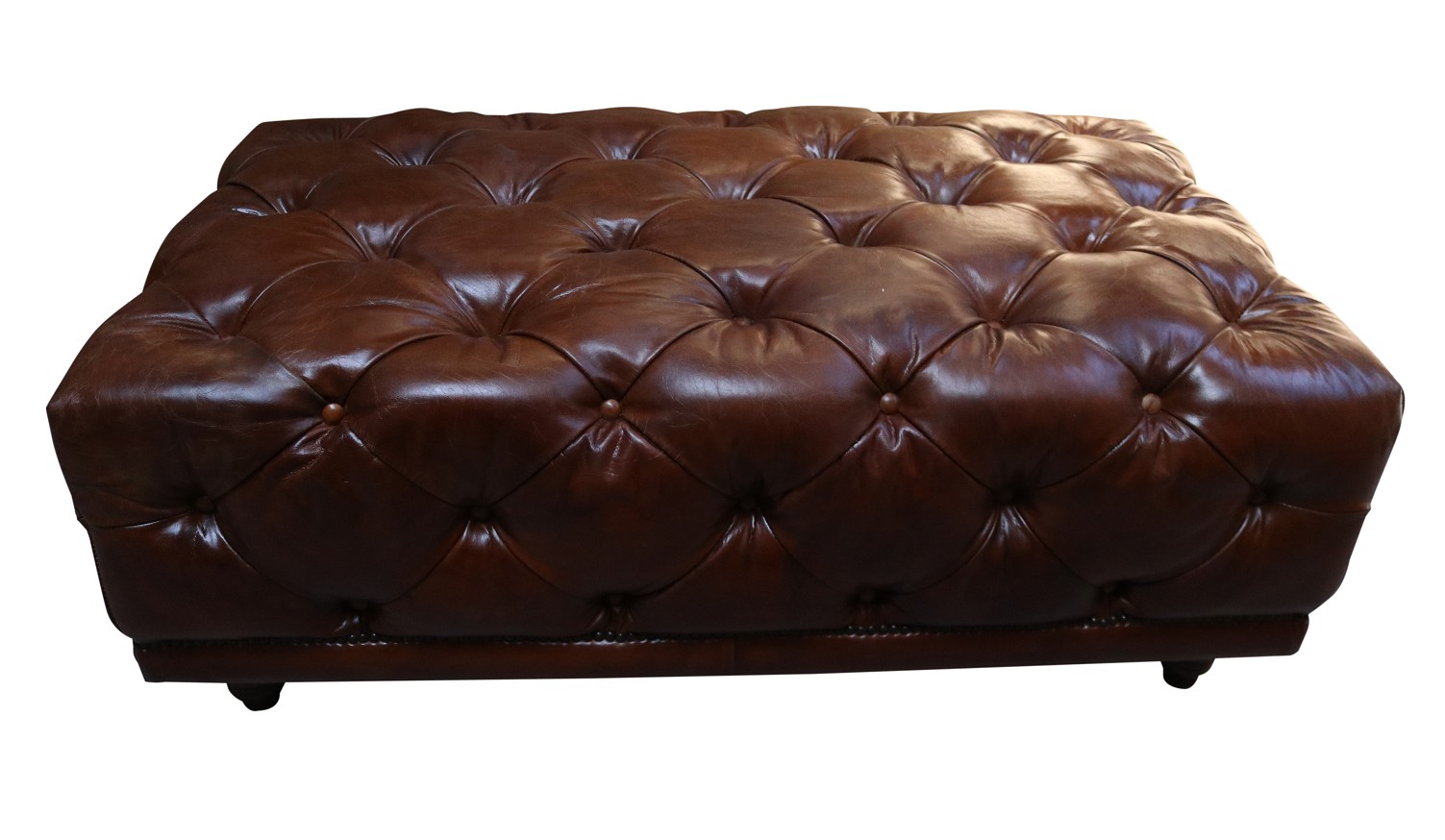 Product photograph of Chesterfield Handmade Vintage Buttoned Footstool Distressed Brown Real Leather from Chesterfield Sofas.