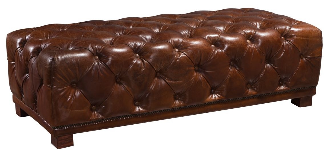 Product photograph of Chesterfield Handmade Vintage Footstool Rectangle Brown Real Leather from Chesterfield Sofas