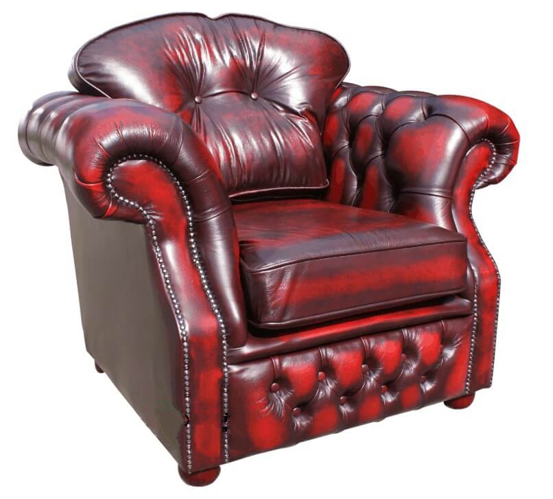 Product photograph of Chesterfield High Back Armchair Antique Oxblood Red Leather Bespoke In Era Style from Chesterfield Sofas.