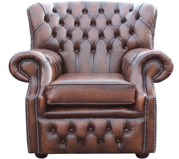 Product photograph of Chesterfield High Back Wing Chair Antique Brown Leather Armchair In Monks Style from Chesterfield Sofas.