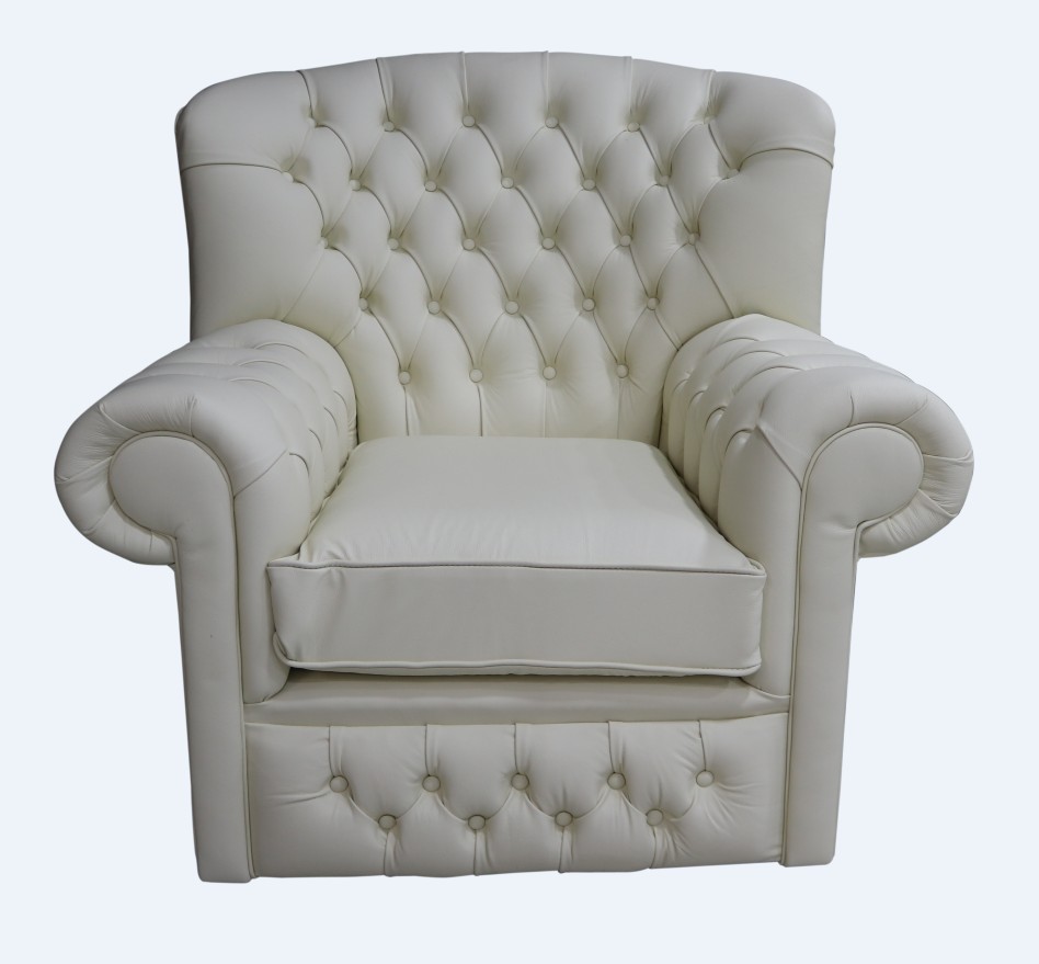 Product photograph of Chesterfield High Back Wing Chair Cottonseed Cream Leather Bespoke In Monks Style from Chesterfield Sofas