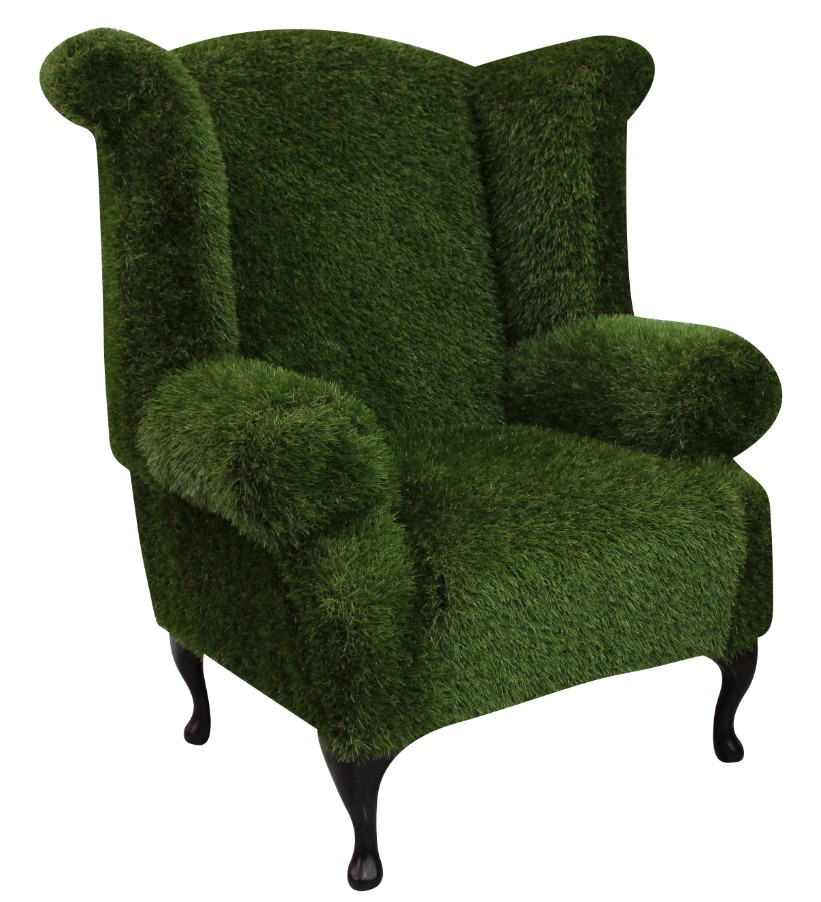 Product photograph of Chesterfield High Back Wing Chair Grass Bespoke In Queen Anne Style from Chesterfield Sofas