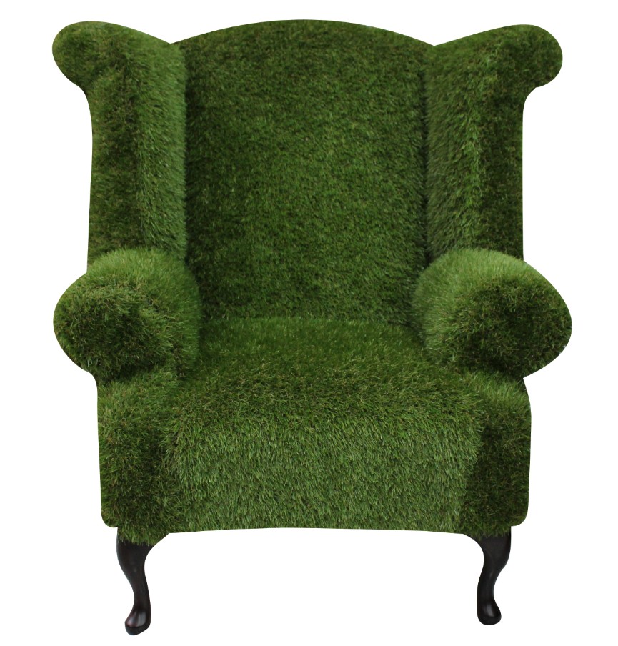 Product photograph of Chesterfield High Back Wing Chair Grass Bespoke In Queen Anne Style from Chesterfield Sofas.
