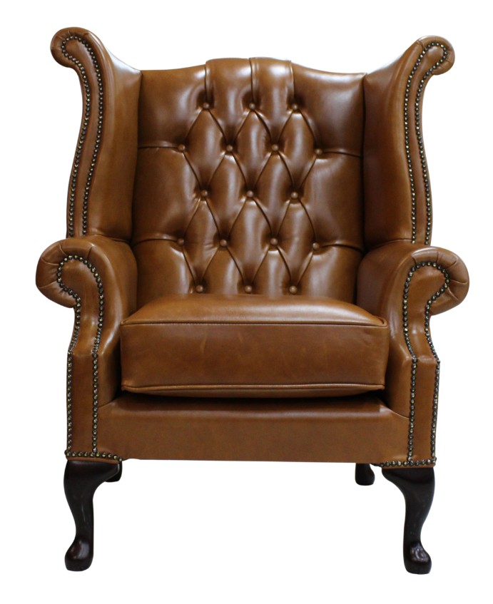Product photograph of Chesterfield High Back Wing Chair Old English Saddle Leather In Queen Anne Style from Chesterfield Sofas