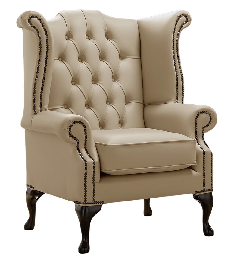 Product photograph of Chesterfield High Back Wing Chair Shelly Basket Leather Bespoke In Queen Anne Style from Chesterfield Sofas