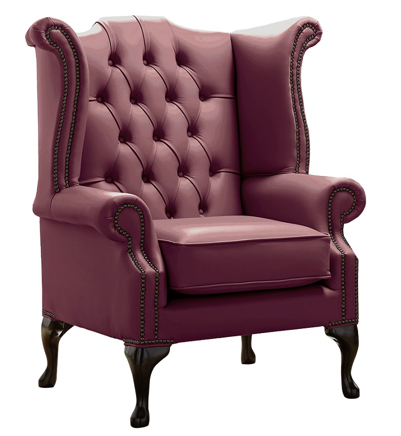 Product photograph of Chesterfield High Back Wing Chair Shelly Philly Leather Bespoke In Queen Anne Style from Chesterfield Sofas