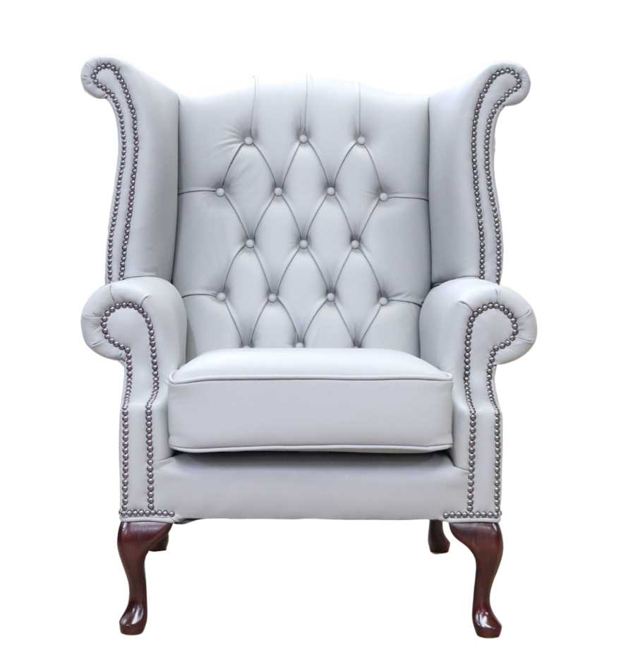 Product photograph of Chesterfield High Back Wing Chair Vele Huxley Leather In Queen Anne Style from Chesterfield Sofas