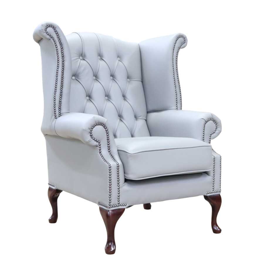 Product photograph of Chesterfield High Back Wing Chair Vele Huxley Leather In Queen Anne Style from Chesterfield Sofas.