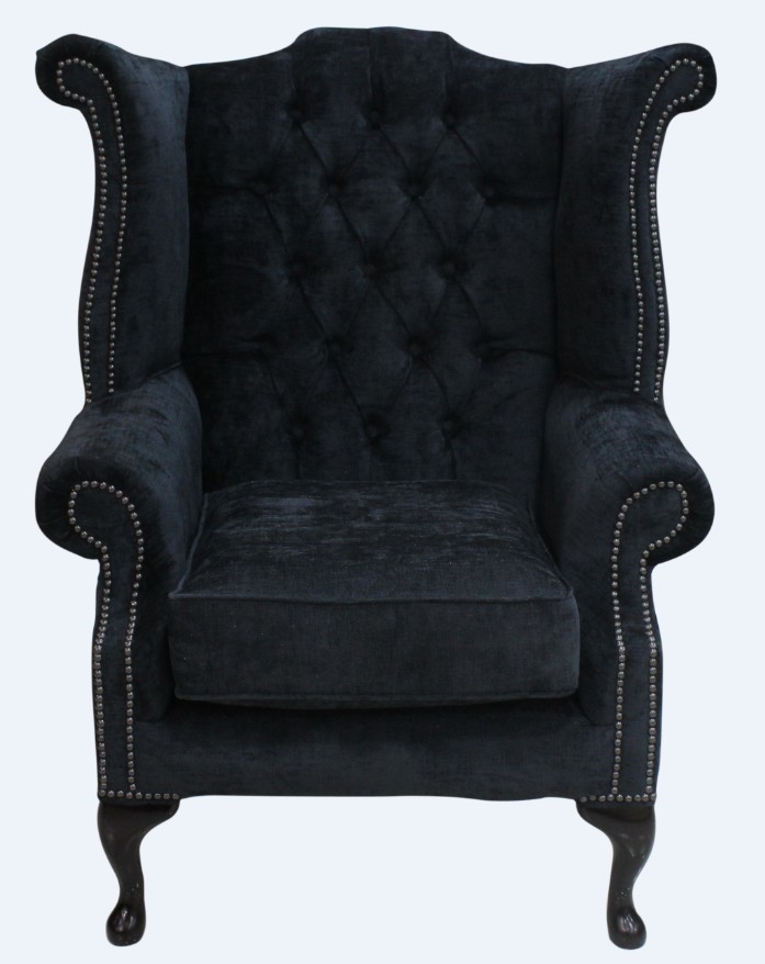 Product photograph of Chesterfield High Back Wing Chair Velluto Dusky Fabric In Queen Anne Style from Chesterfield Sofas.