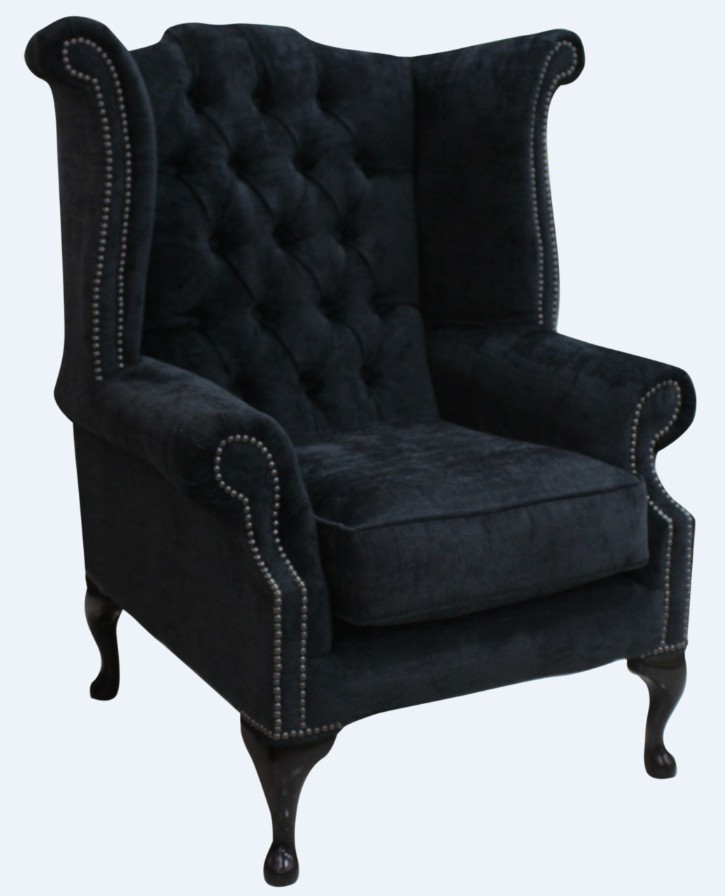 Product photograph of Chesterfield High Back Wing Chair Velluto Dusky Fabric In Queen Anne Style from Chesterfield Sofas