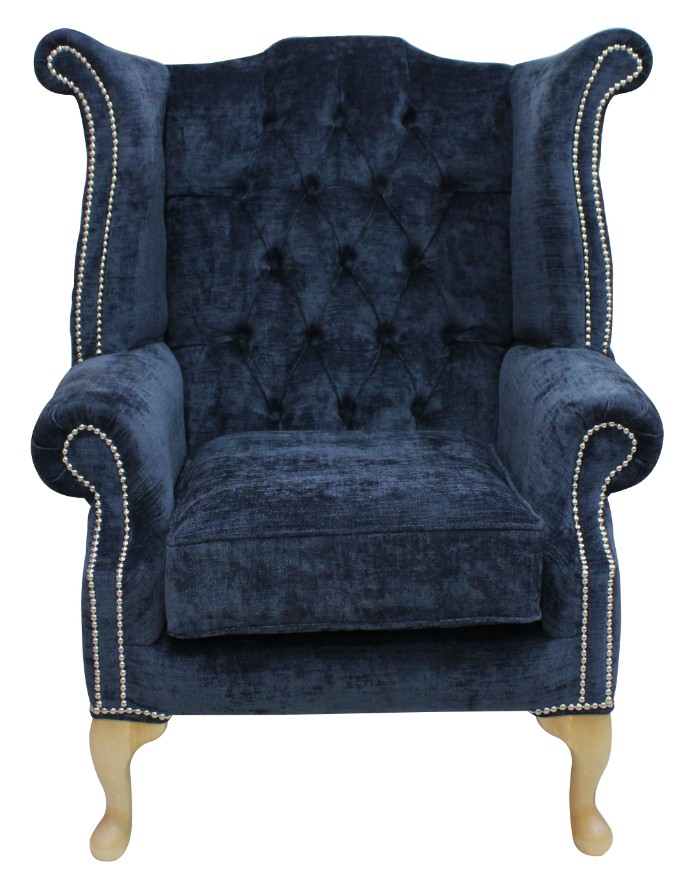 Product photograph of Chesterfield High Back Wing Chair Velluto Oxford Fabric In Queen Anne Style from Chesterfield Sofas