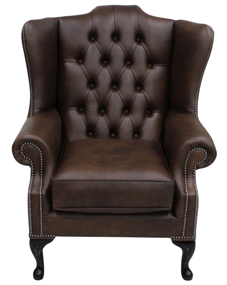 Product photograph of Chesterfield High Back Wing Chair Washington Chestnut Leather In Mallory Style from Chesterfield Sofas
