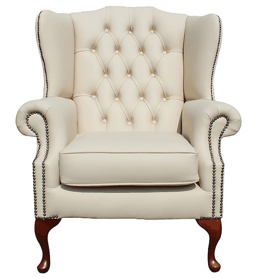Product photograph of Chesterfield Highclere Wing Chair Shelly Cream Leather In Mallory Style from Chesterfield Sofas.