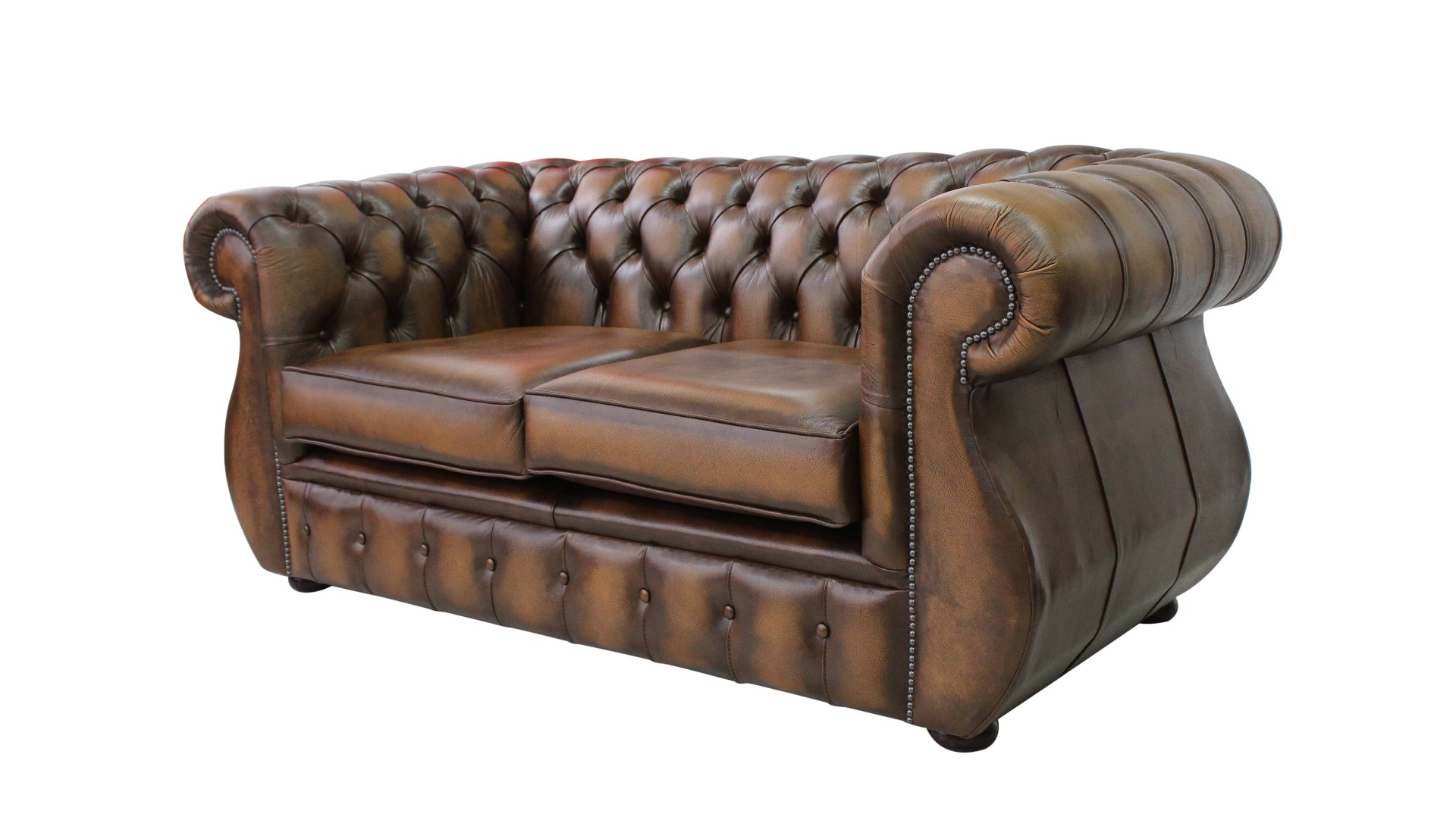 Product photograph of Chesterfield 2 Seater Antique Tan Real Leather Sofa Bespoke In Kimberley Style from Chesterfield Sofas.