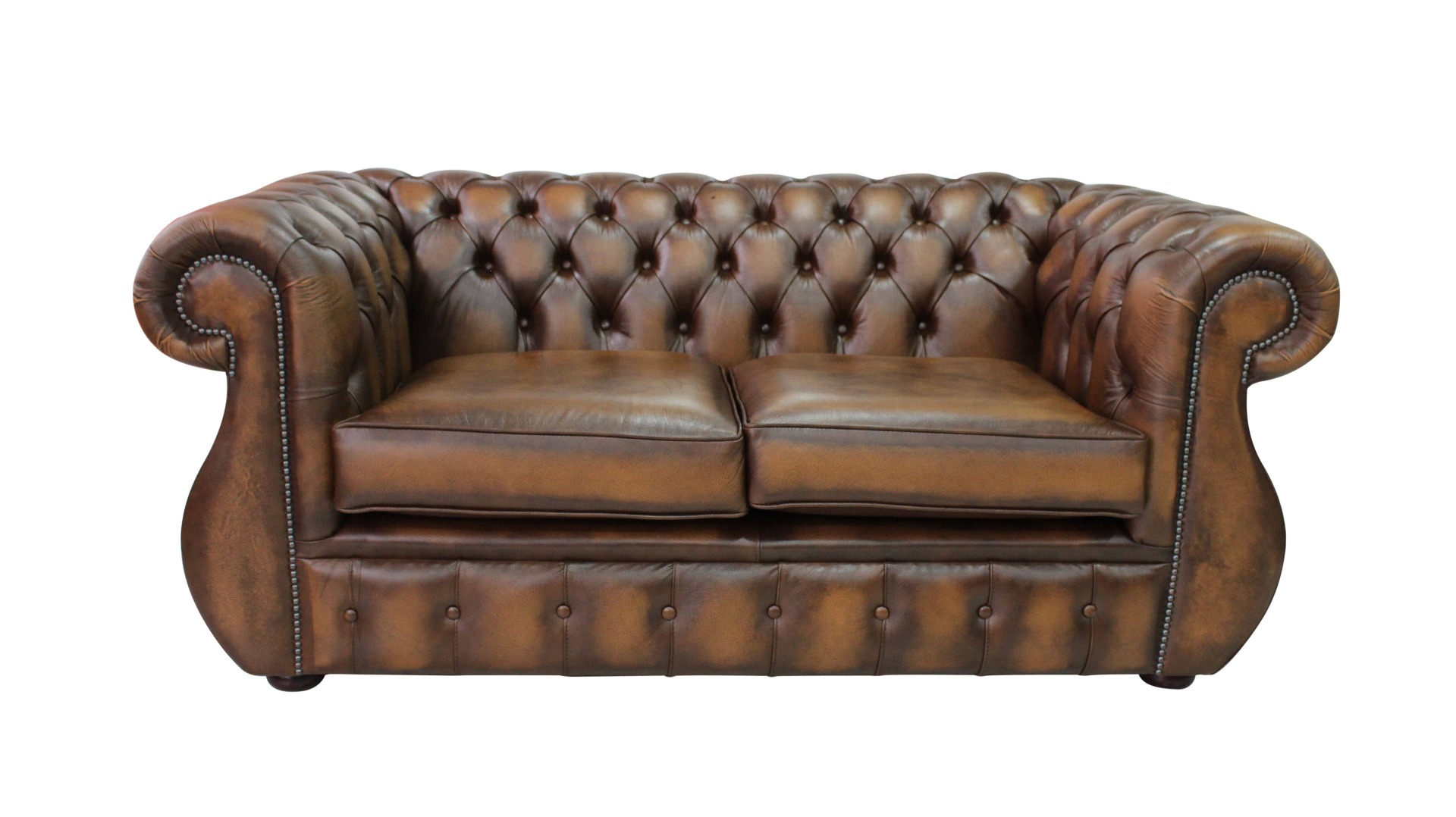 Product photograph of Chesterfield 2 Seater Antique Tan Real Leather Sofa Bespoke In Kimberley Style from Chesterfield Sofas.