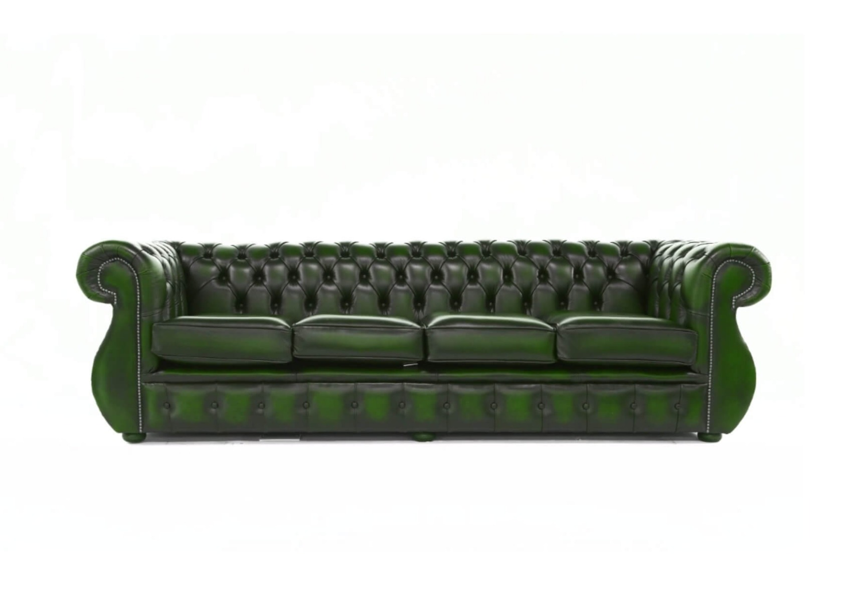Product photograph of Chesterfield 4 Seater Sofa Antique Green Real Leather In Kimberley Style from Chesterfield Sofas