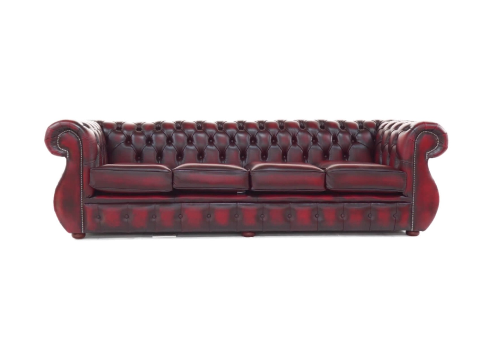 Product photograph of Chesterfield 4 Seater Antique Oxblood Real Leather Sofa Bespoke In Kimberley Style from Chesterfield Sofas.