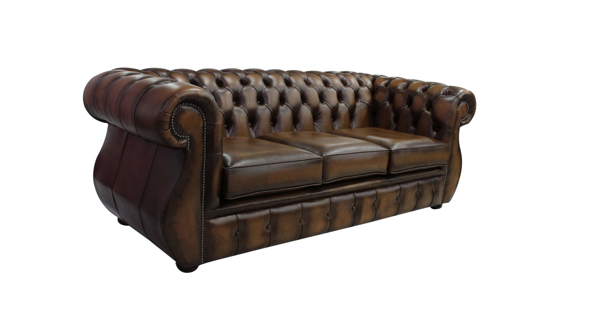 Product photograph of Chesterfield 3 Seater Antique Brown Real Leather Sofa Bespoke In Kimberley Style from Chesterfield Sofas.