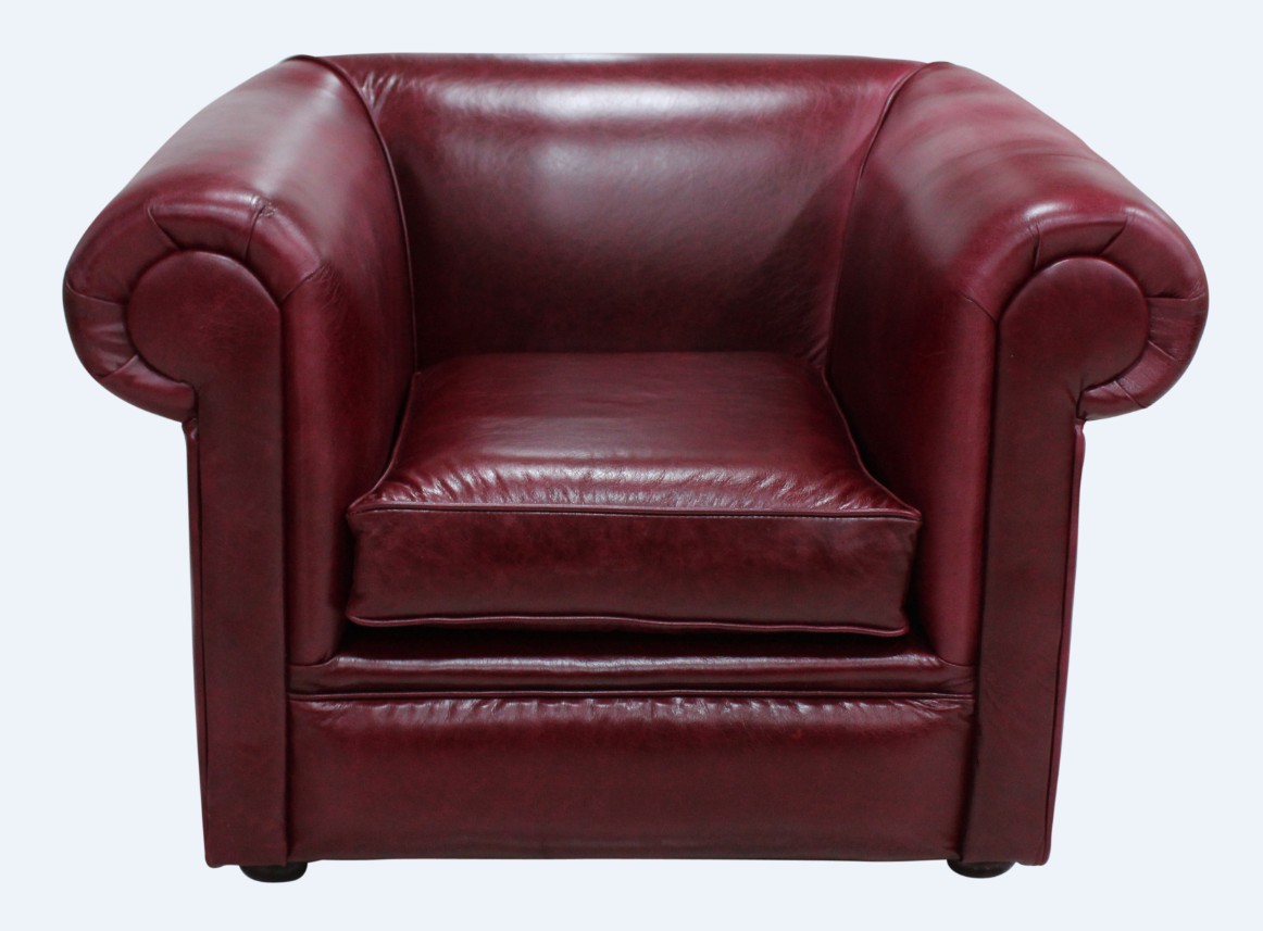 Product photograph of Chesterfield Low Back Club Armchair Old English Burgandy Leather In Classic Style from Chesterfield Sofas