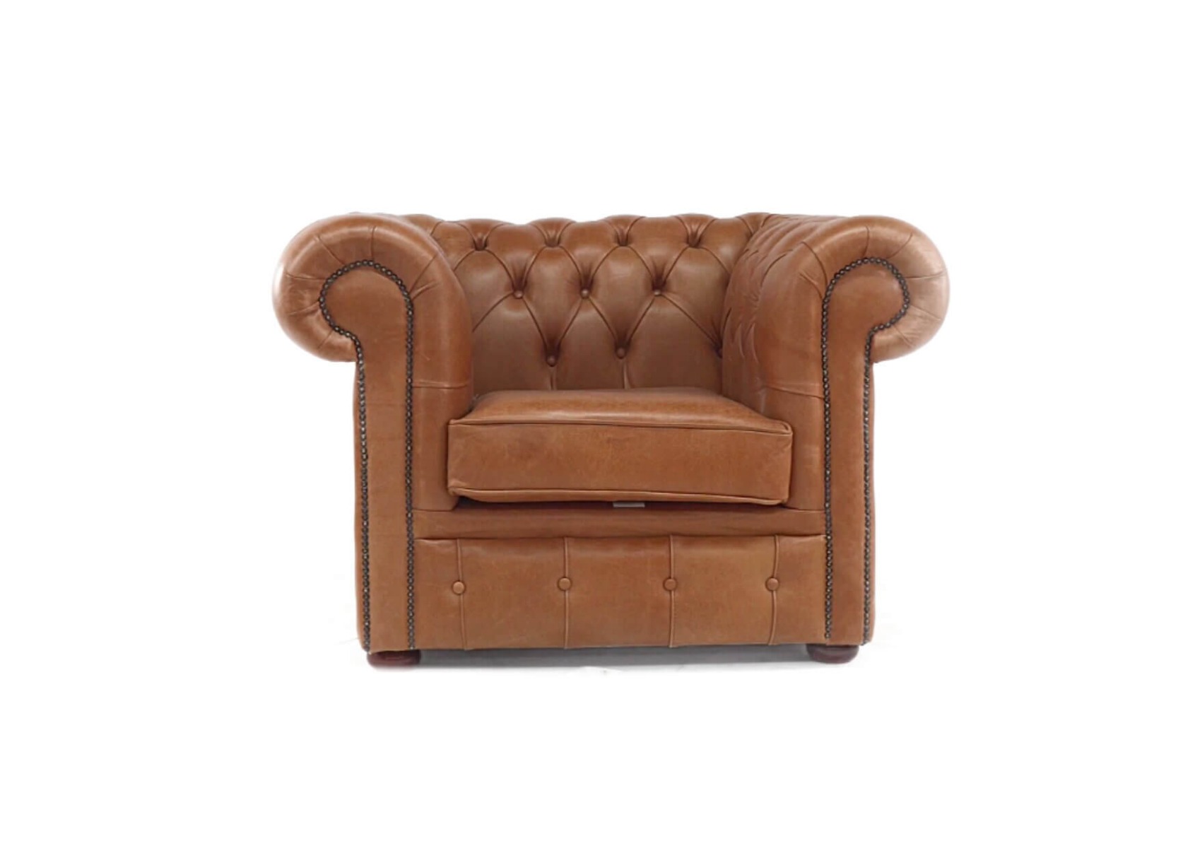 Product photograph of Chesterfield Handmade Low Back Club Armchair Old English Tan Real Leather In Classic Style from Chesterfield Sofas