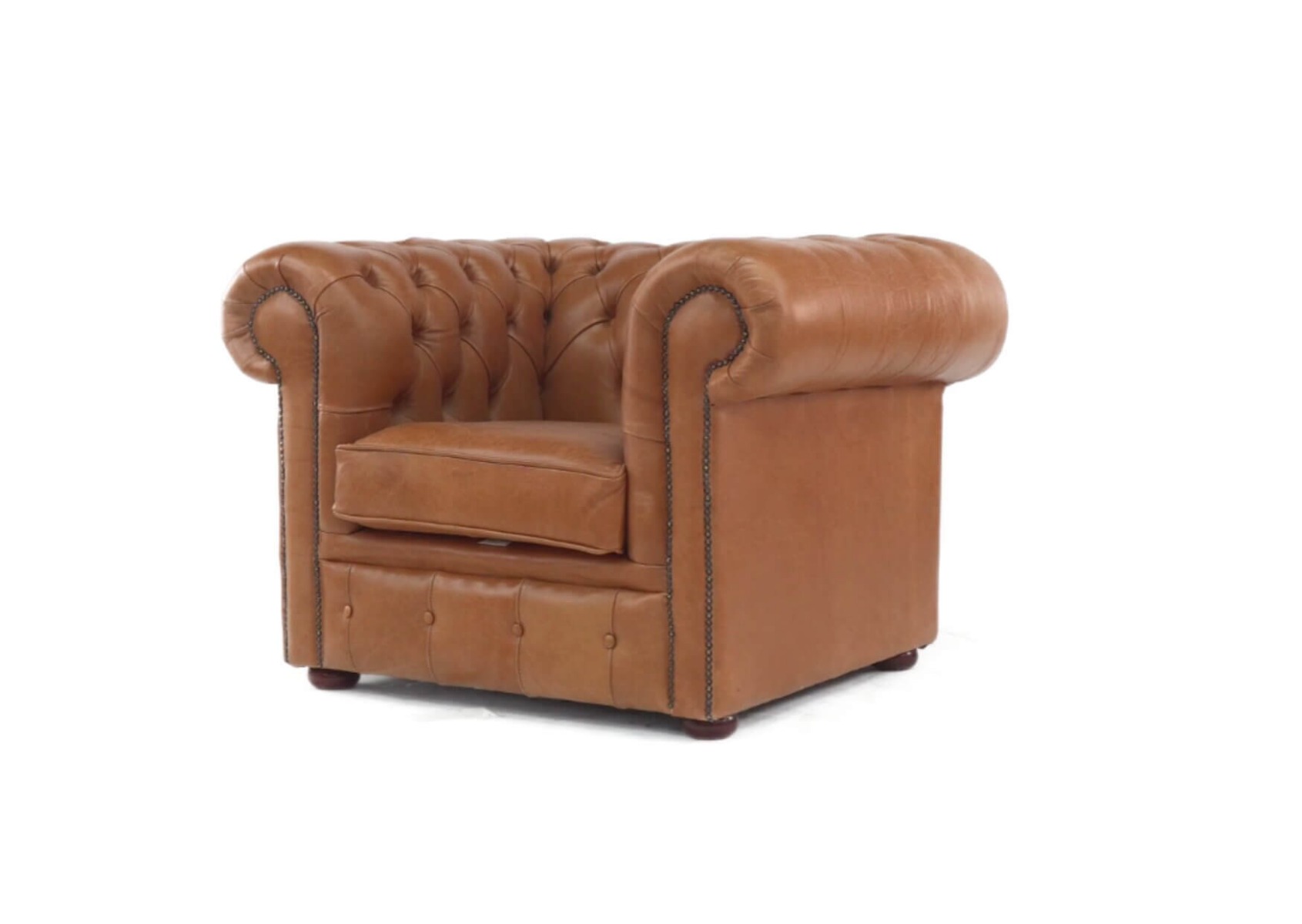 Product photograph of Chesterfield Handmade Low Back Club Armchair Old English Tan Real Leather In Classic Style from Chesterfield Sofas.