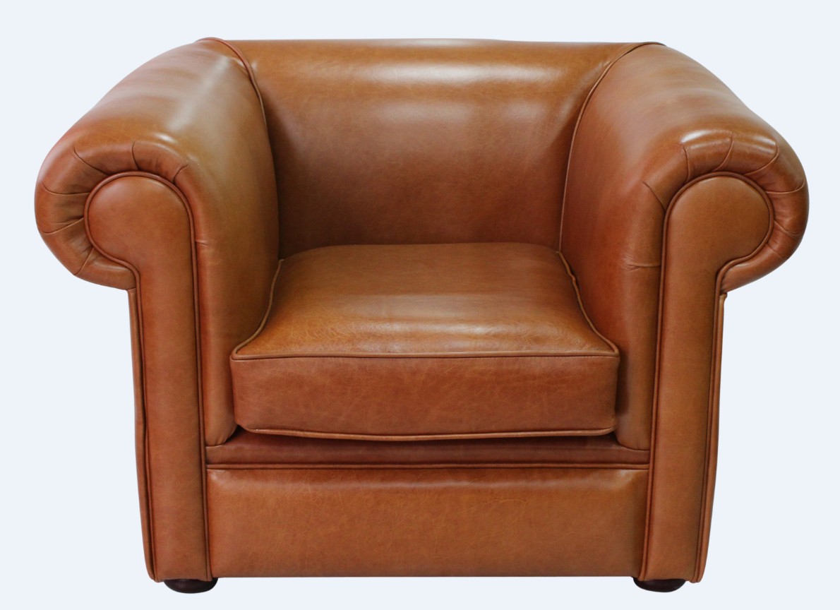 Product photograph of Chesterfield Low Back Club Armchair Old English Tan Leather In Classic Style from Chesterfield Sofas