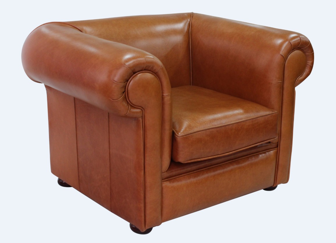 Product photograph of Chesterfield Low Back Club Armchair Old English Tan Leather In Classic Style from Chesterfield Sofas.