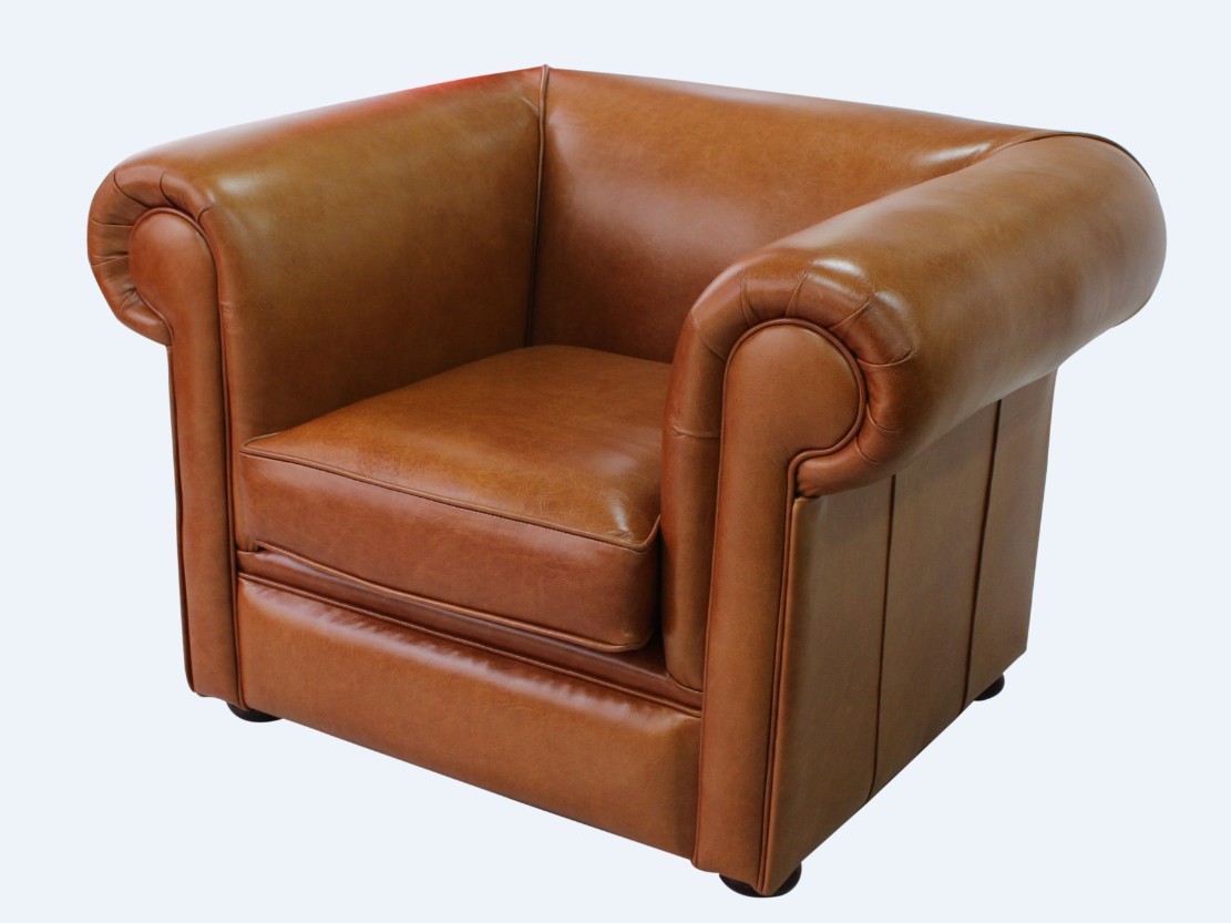 Product photograph of Chesterfield Low Back Club Armchair Old English Tan Leather In Classic Style from Chesterfield Sofas.